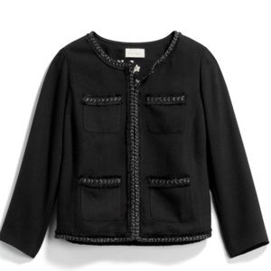 Tweed Detail Collarless Blazer